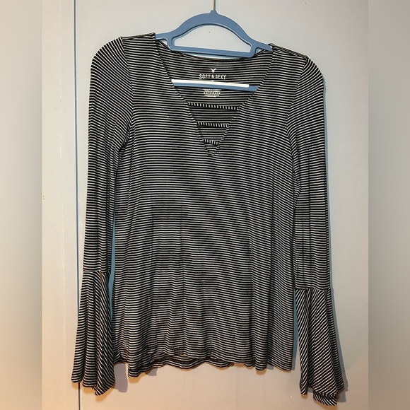 American Eagle Outfitters ‘Soft and Sexy’ striped top with bell sleeves. Size XS - Picture 1 of 8